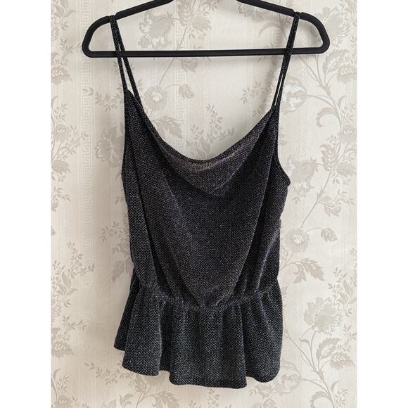 Y2K Vtg Charlotte Russe Metallic Peplum Cami Top Sz L USA Whimsigoth Going Out - Picture 1 of 7